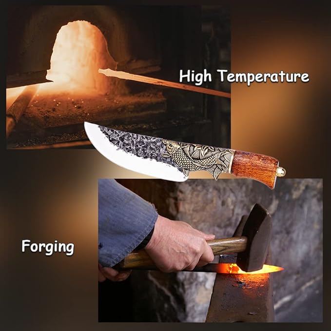 Camping Knives with Rosewood Handle - 5.32 inch Steel Blade, Professional outdoor camping, hiking multifunctional knife