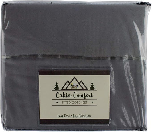 Cabin Comfort - Cot Sheet for Camping and RV Cots - Fits All Cot Size Beds Comfortably -72 x 28 Inches - Super Soft (1 Piece Cot (Fitted), Grey)