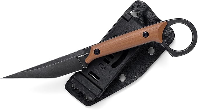 KS527 Fixed Blade Knife, D2 Blade G10 Handle for Men Women, with Kydex Sheath, Utility Knife for EDC Survival Hiking Camping Outdoor Everyday (Brown)