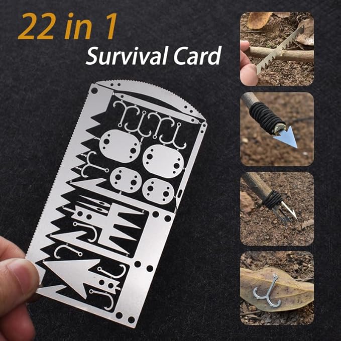 Survival Cards - Original 22-in-1 Wallet Multitool for Camping Gear, Hiking, Fishing, Hunting, Wilderness Survival, Preppers Bug Out Bag, Emergency Kit