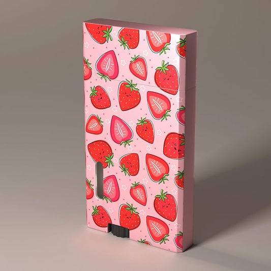 Pink Strawberry Cool,Butane Jet Torch Lighter,Refillable Windproof Flame Torch Lighters,Adjustable,Long,BBQ Candles Camping (No Gas)