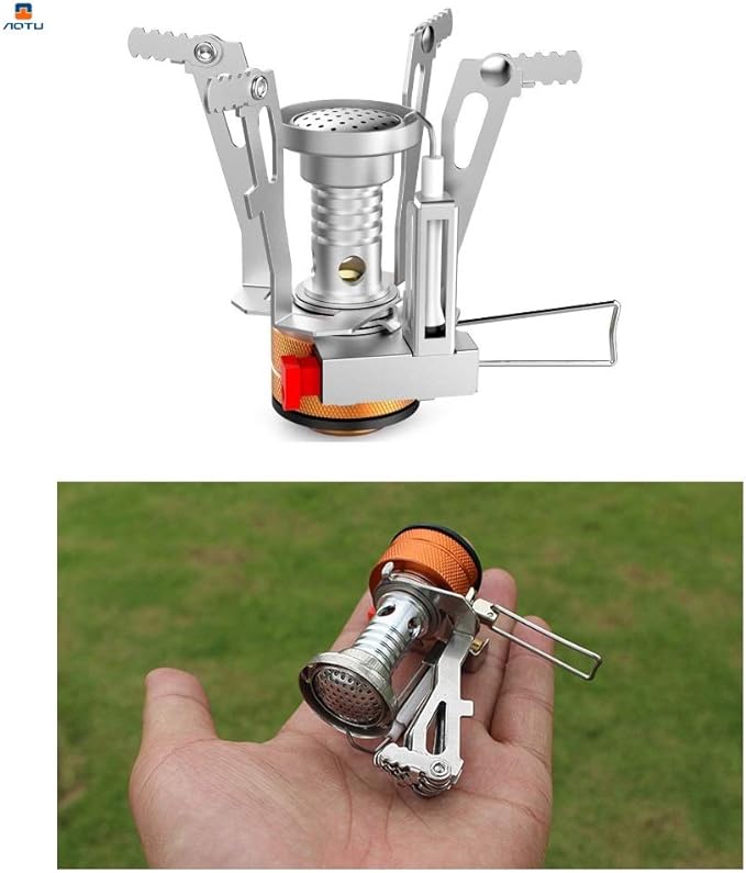 Portable Camping Stoves Backpacking Stove with Piezo Ignition Stable Support Wind-Resistance Camp Stove for Outdoor Camping Hiking Cooking