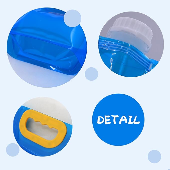 4 PCS Collapsible Water Container Bag 10L/2.6 Gallon, No-Leak Freezable Foldable Water Bottle, BPA Free Food Grade Plastic Storage Jug for Camping Hiking Travel Backpack Emergency Survival Kit