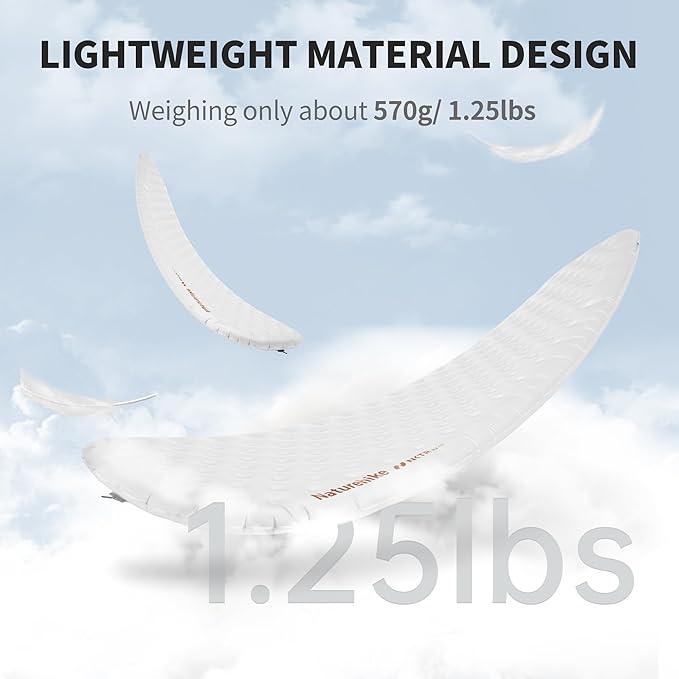 Naturehike 1.76LB Ultralight Self Inflating Sleeping Pad, Patchworkable Sleeping Mat with 8.8 R-Value for Camping, Hiking, Climbing with Inflatable Bag, Grey Rectangular