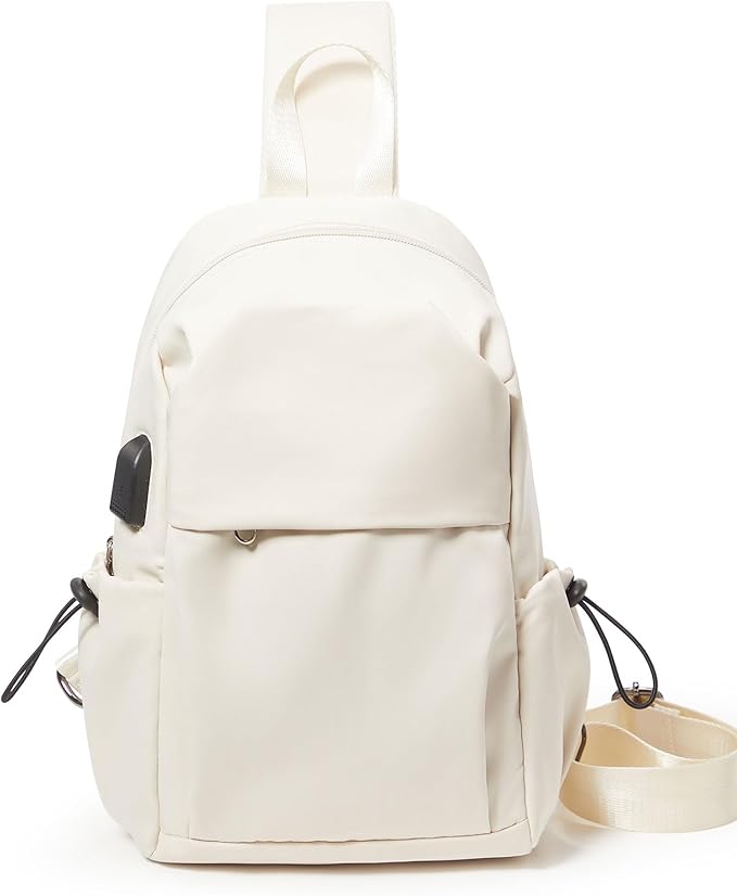 SEAFEW Tactical Backpacks Small Sling Bag Crossbody Backpack Shoulder Bag for Men Women, Multipurpose Anti-Theft Cross Body Chest Bags, One Strap Backpack for Walking Biking Travel Cycling Off White