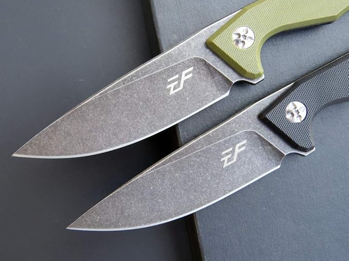 Eafengrow EF107 Fixed Blade Knife D2 Steel Blade Black Knife with Kydex Sheath G10 Handle Compact Outdoor Field Utility Knife(Green)