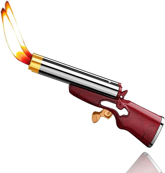 Cool Butane Torch Lighters,Vintage Novelty Lighter, Refillable & Adjustable,Unique Mini Lighter for Men Fireplace Candles Camping BBQ (No Gas) (Red Pattern)