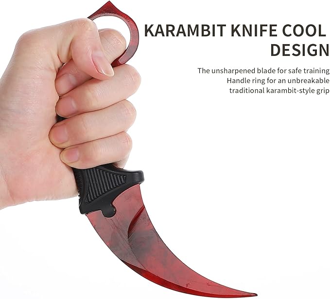 Red Karambit Trainer Knife Without Cutting Edge Karambit Practice Training Knife with Sheath for Beginner 100% Safe Trainer Tool