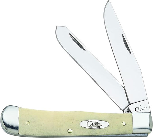 Case XX WR Pocket Knife Natural Smooth Bone Trapper W/Shield Item #1445 - (6254 SS) - Length Closed: 4 1/8 Inches