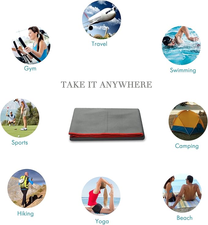 Your Choice Microfiber Travel Towel, Fast Drying Towel for Camping, Travel, Beach, Gym, Backpacking, Sports and Swimming. Sweat Absorbent, Lightweight and Ultra Compact