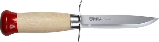 HELLE Knives - Speider Gutt (Boy) - Fixed Blades - Stick Tang - Beginner, Scout, Learning - 12C27 Stainless Steel - Leather Sheath - Made in Norway