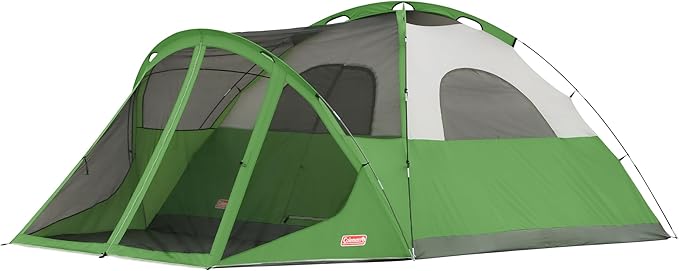 Coleman Evanston Tent with Screen Room 6/8 Person Weatherproof Tent Sets Up in 15 Mins Included Rainfly & Carry Bag Made of PFAS-Free Materials