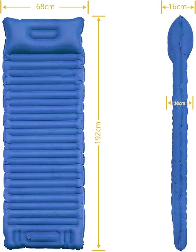 ONTYZZ Inflatable Sleeping Pad Ultralight Inflatable Sleeping Pad Camping Sleeping Pads with Pillow and Built-in Foot Pump for Hiking Traveling Camping, Blue