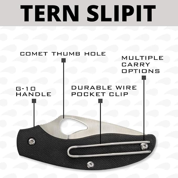 Spyderco Byrd Tern Knife - Black G-10 Handle with PlainEdge, Full-Flat Grind, 8Cr13MoV Steel Blade and SlipIt - BY23GP