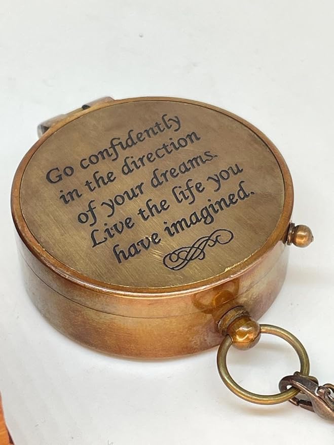 Nauticle Compass, Elegant Brass Compass with Engraved Pocket Sundial, Perfect Brass Decorative Objects, Timeless Navigation Perfect Brass Gifts for him.