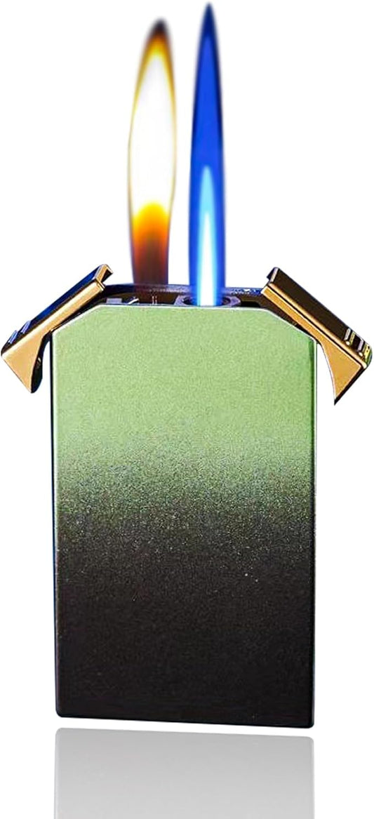Cool Jet Torch Lighers Dual Flame Lighter, Pretty Aesthetic, Refillable & Adjustable, Gift for Men Fireplace Candles Camping BBQ (Without Gas)