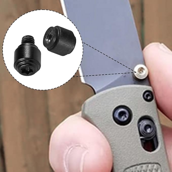 Replacement Anodized Titanium Thumb Stud Set, Custom Thumb Studs for Benchmade Bugout 535 Series Knives and 535S, 535GRY-1,535SGRY-1(3Pcs,Black)