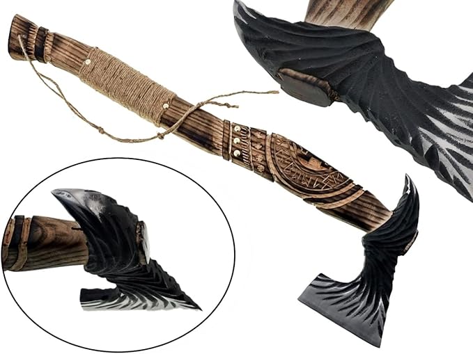 AX-3003 Custom Handmade Carbon Steel Viking Hatchet Axe with Leather Sheath
