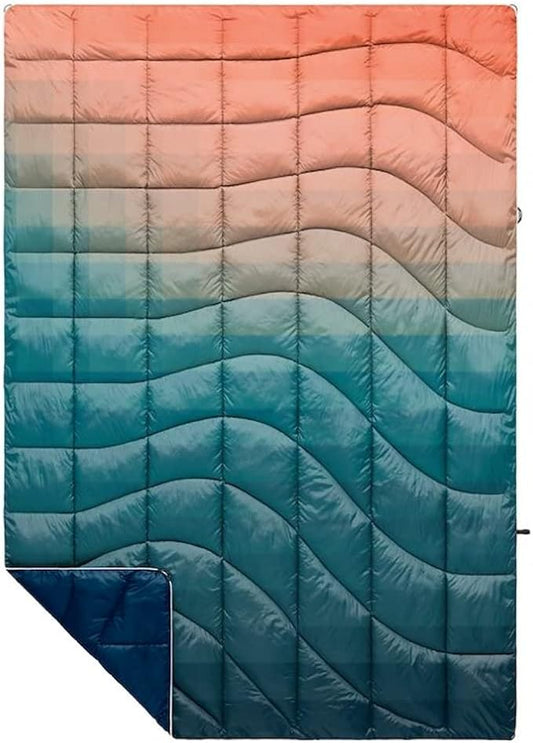 Rumpl The NanoLoft Puffy Blanket | Indoor Outdoor Camping Blanket for Traveling, Picnics, Beach Trips, Concerts | 52" x 75" | Patina Pixel Fade, 1-Person