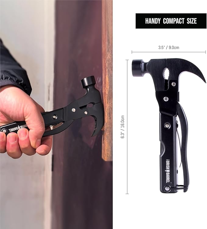 Hammer Multitool 15 in 1 | Multitool for Men | Compact Camping Multi Tool | Backpacking & Camping Multitool | Survival and Emergency Tool | Camping Hammer, Gifts for Men, Dad | Pocket Tool