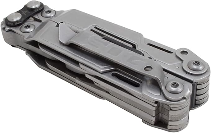 SOG PowerPint Mini Compact Stainless Steel Multi-Tool |18 Lightweight Specialty Tools & SOG Multitool Pliers Pocket Knife, Stone Wash