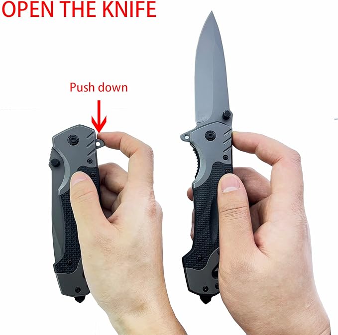 Pocket Folding Knife,3.8” Stainless Steel Blade and Handle -Drop Point Blade,Liner-Lock and Pocket Clip