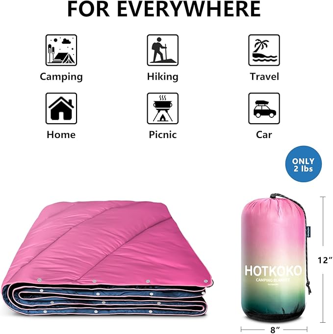 Camping Blanket,Packable Down Alternative Puffy Printed Camping Blanket Lightweight Outdoor Blanket for Camping,Traveling, Stadium, Hiking, Picnics