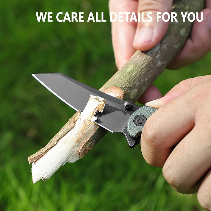 CIVIVI P87 Folder EDC Knife, Kaila Cumings 2.9-in Nitro-V Black Stonewashed Blade Reverse Tanto, Micarta Handle with A Thumb Stud Liner Lock Folding Pocket Knife for Everyday Carry (Green)