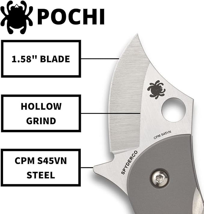 Spyderco Pochi Knife with Stainless Steel Blade with Titanium Handle - PlainEdge - C256TIP