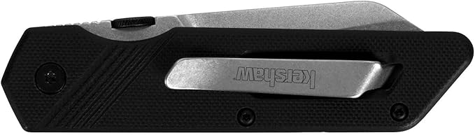 Kershaw Mixtape Pocketknife; 3.1 Inch 8Cr13MoV Stonewashed Stainless Steel Reverse Tanto Blade, Glass Filled Nylon Handle, Manual Opening, Liner Lock and Thumb Disk (2050), Black, Normal