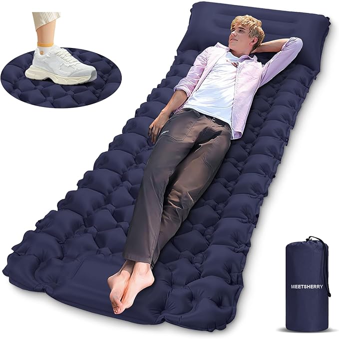 Self Inflating Sleeping Mat for Camping 75"x22" Sleeping Pad with Built-in Pump Lightweight Compact Waterproof Air Mattress for Traveling,Trekking, Hiking, Tent, Single/Adult Camping Gear