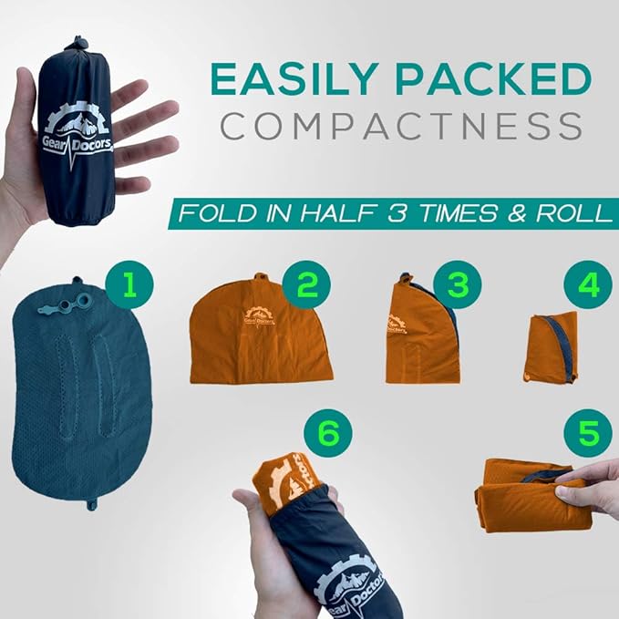 Gear Doctors Camping Pillow, Inflatable Pillow, Camp Pillow, Backpacking Pillow, Inflatable Pillow for Camping, Blow Up Pillow (Orange)