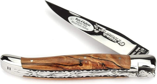 Laguiole en Aubrac Handmade Knife 12 cm Double platines L0712WAIF Aubrac Beech Wood Handle, Blade and bolsters Stainless Steel Shiny