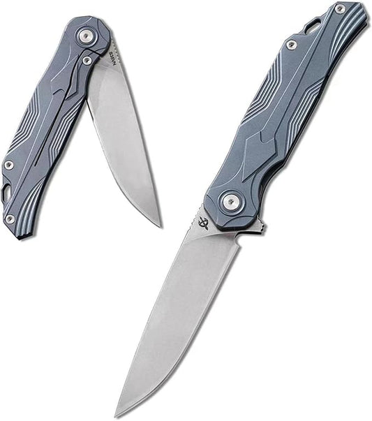 EDC Pocket Folding Knife, S35VN Blade Folding Knife, Blue Titanium Handle, Lined Locking Construction, Suitable for Men and Women's Daily Carry, Lightweight and Practical.