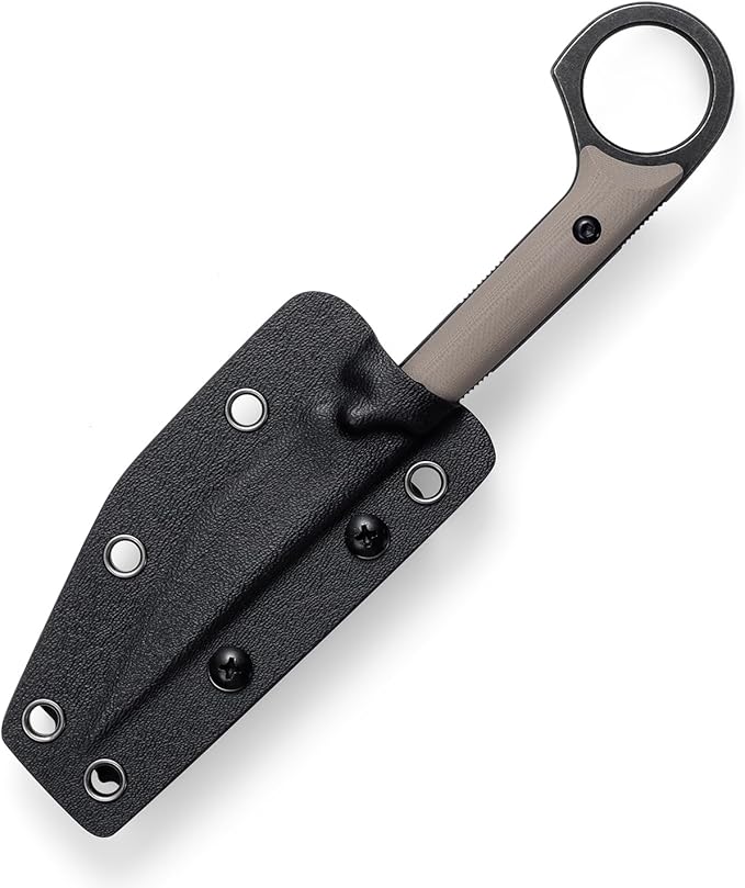 KS527 Fixed Blade Knife, D2 Blade G10 Handle for Men Women, with Kydex Sheath, Utility Knife for EDC Survival Hiking Camping Outdoor Everyday (Tan)