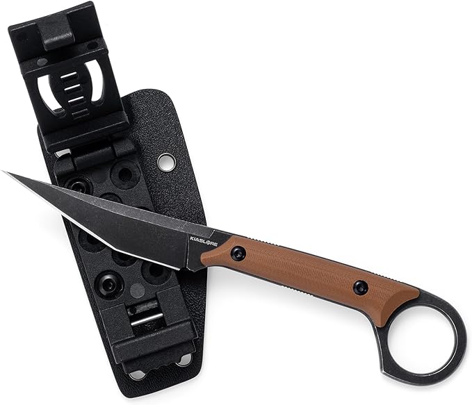 KS527 Fixed Blade Knife, D2 Blade G10 Handle for Men Women, with Kydex Sheath, Utility Knife for EDC Survival Hiking Camping Outdoor Everyday (Brown)