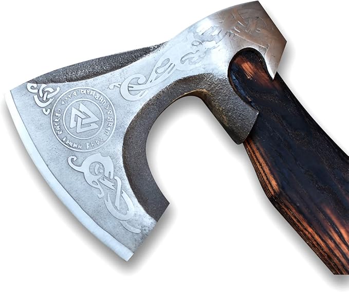 Handmade Forged Stainless Steel Viking Axe, Hatchet with Leather Sheath, Throwing Axe, Camping Axe, Solid Wood Handle Multiple Designs