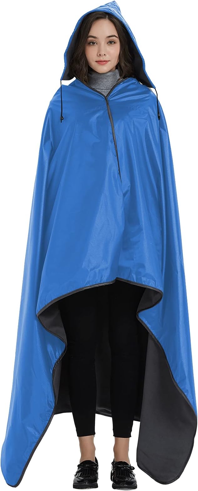 DOBYE Hooded Stadium Blanket, Large Waterproof Outdoor Fleece Blanket, Windproof Wearable Portable Warm Mat for Camping