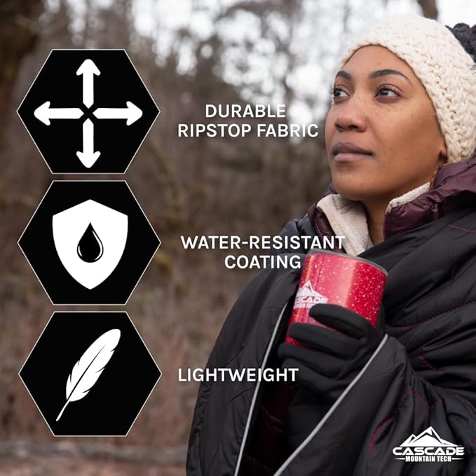 Cascade Mountain Tech Camping Blanket - Lightweight Outdoor Blanket for Camping, Picnics, Concerts, and Travel - 72" x 48"