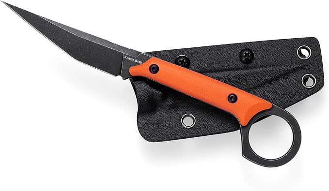 KS527 Fixed Blade Knife, D2 Blade G10 Handle for Men Women, with Kydex Sheath, Utility Knife for EDC Survival Hiking Camping Outdoor Everyday (Orange)
