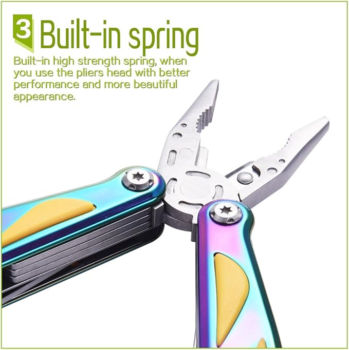 Outdoor Folding Multifunction Pliers with Spring inside-loaded and Side Lock Portable Camping Multipurpose Combination Tool Knife Pliers Colorful