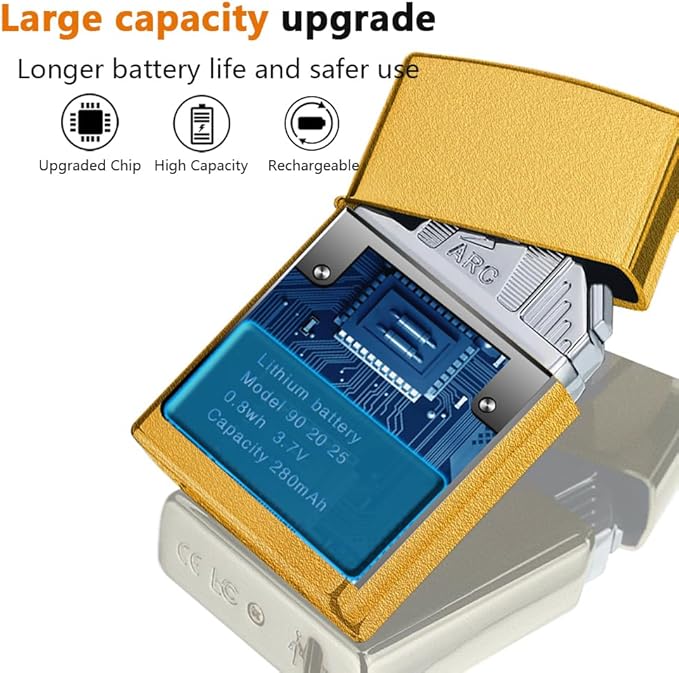 Electric Lighter Rechargeable USB C Lighter Plasma Candle Lighter Six Plasma Arc Lighter Cool Lighter Windproof Flameless Lighter with Upgraded Battery Life for Camping, Hiking (Frosted Gold)