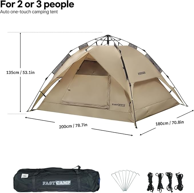 Instant Tents for Camping, 2-3 Person Pop Up Camping Tent, 60s Easy Setup Waterproof Dome Tent for Camping Beach Outdoor Travel