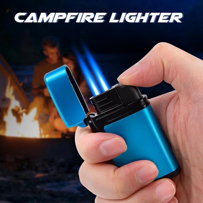 LcFun Torch Lighters Butane Refillable Lighter 2 Pack Dual Flame Lighter Windproof Torch Lighter Gas Lighter Gift for Men, Women (Without Fuel, No Fuel Window)