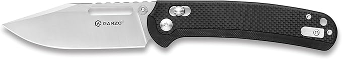 Ganzo G768-BK EDC Folding Pocket Knife Razor Sharp D2 Stainless Steel Blade G10 Handle with Clip Outdoor Foldable Not Automatic Knife Hunting Fishing Hiking Gear Best Gift for Men (Black)