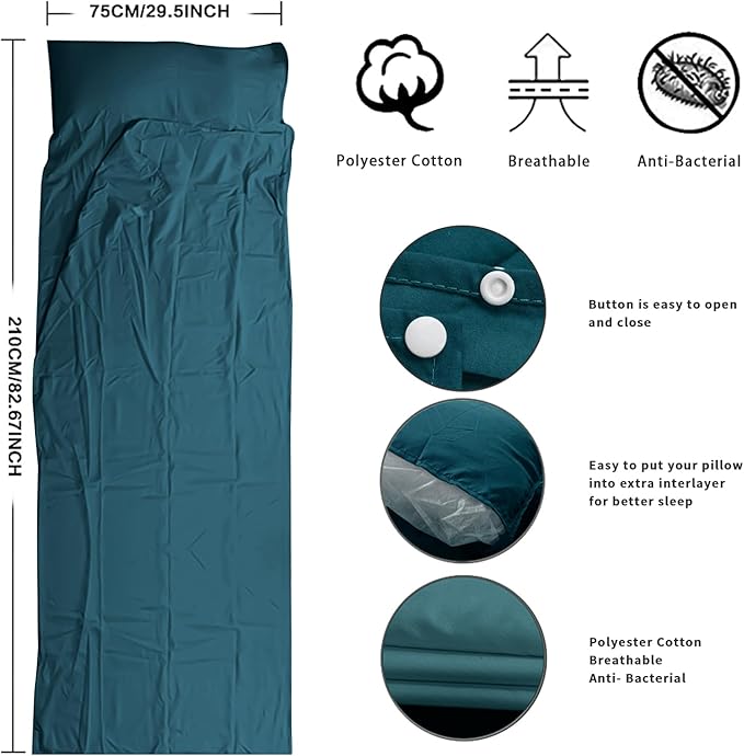 Travel and Camping Sheet Sleeping Bag Liner - Lightweight Compact and Portable Adult Sleeping Bag - Ideal for Traveling,Hostels and Camping