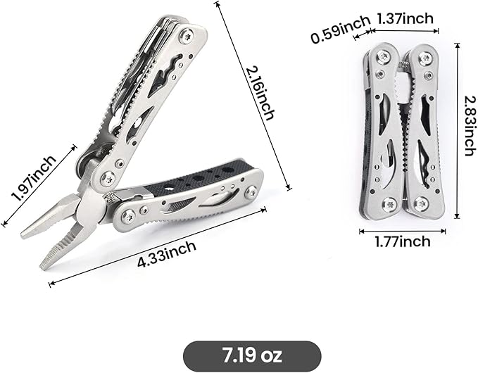 Multitool Pliers,12 in 1 Multi Tool for Outdoor Stainless Steel with Spring-Action Pliers, Folding Saw, for Outdoor,Fishing, Camping, Hiking, Repair, Gifts for Men