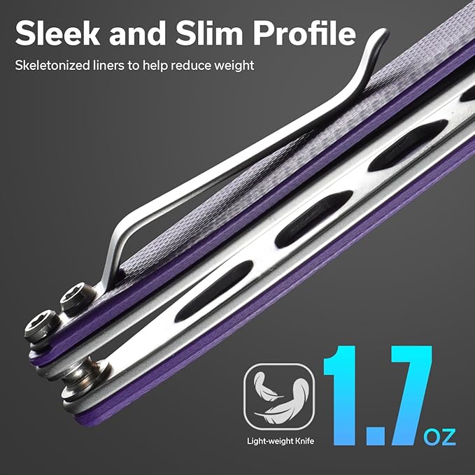 SENCUT Small Pocket Knife for Men, Front Flipper knife for EDC, Jubil Folding Knives with 2.95 inches D2 blade, G10 Handle with Liner Lock, Slim Gentleman’s knives for Gift (Purple)