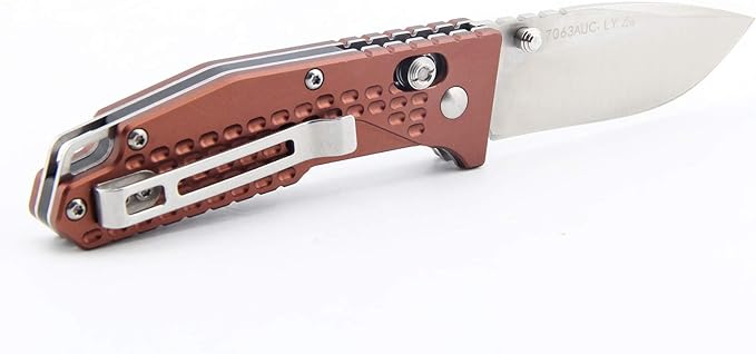 Sanrenmu 7063 Knife Axis Lock 8Cr13MoV Blade Bronze Aluminum Handle Bottle Opener