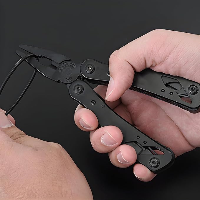 PS-12 14-In-1 Multitool with Safety Locking, Professional Stainless Steel Multitool Pliers Pocket Knife, Bottle Opener, Screwdriver with Nylon Sheath, Apply to Survival,Camping, Hunting and Hiking